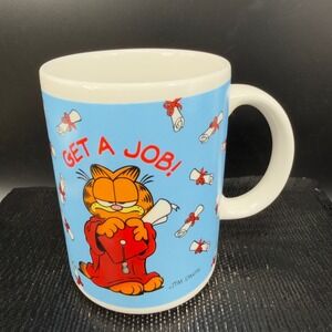 Vintage 1978 Garfield Get A Job Need A Job Coffee Mug Cup Enesco Graduation Blue